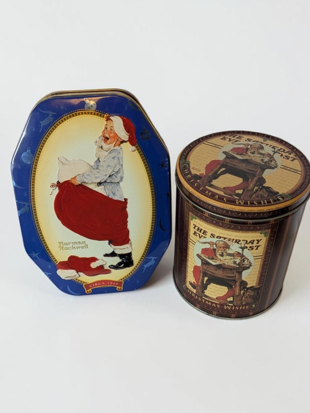 Vintage Norman Rockwell Snickers Saturday Evening Post Holiday Tin Set
